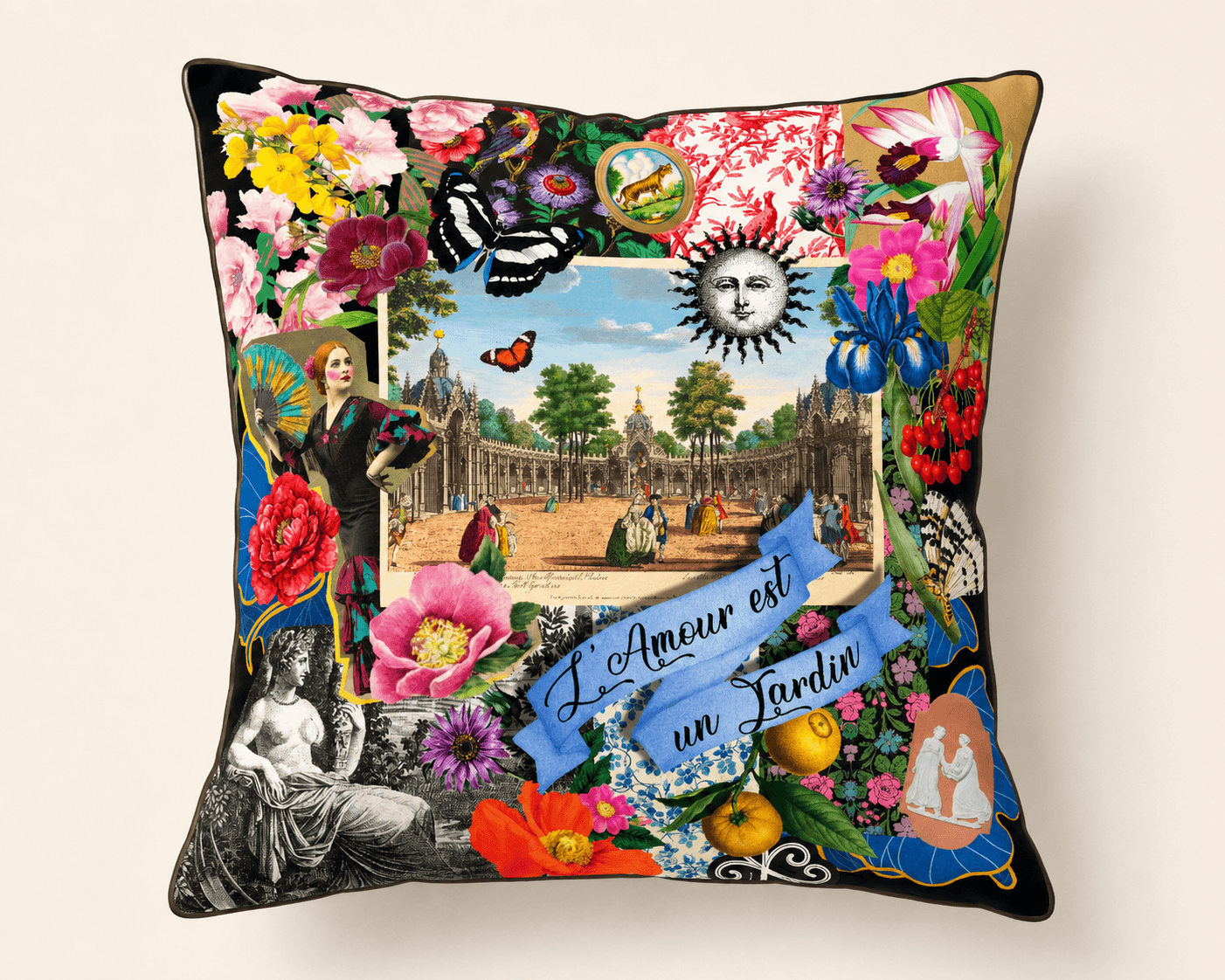 Housse coussin L'Amour est un jardin