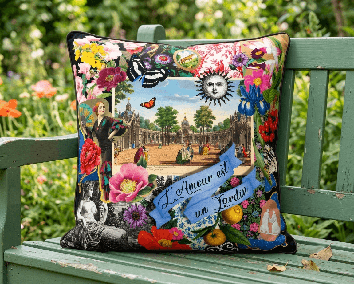 Housse coussin L'Amour est un jardin