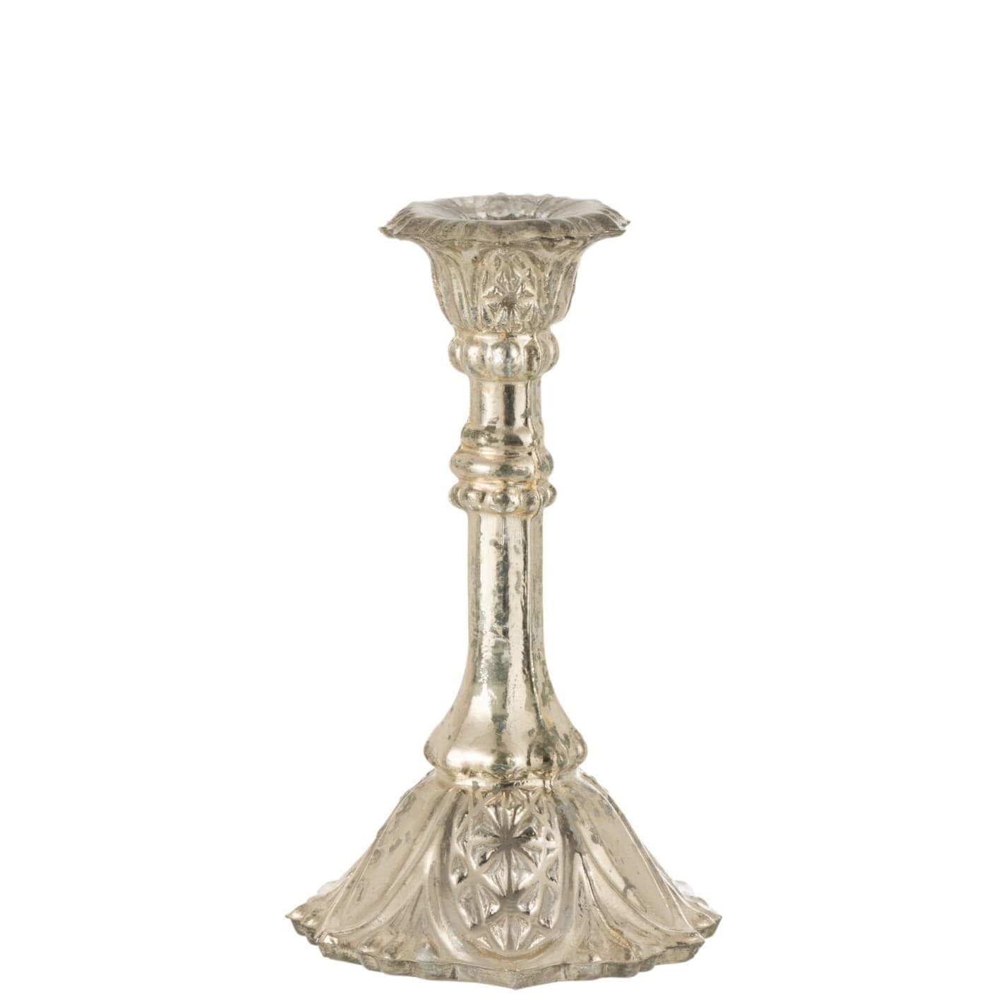Bougeoir en verre argent