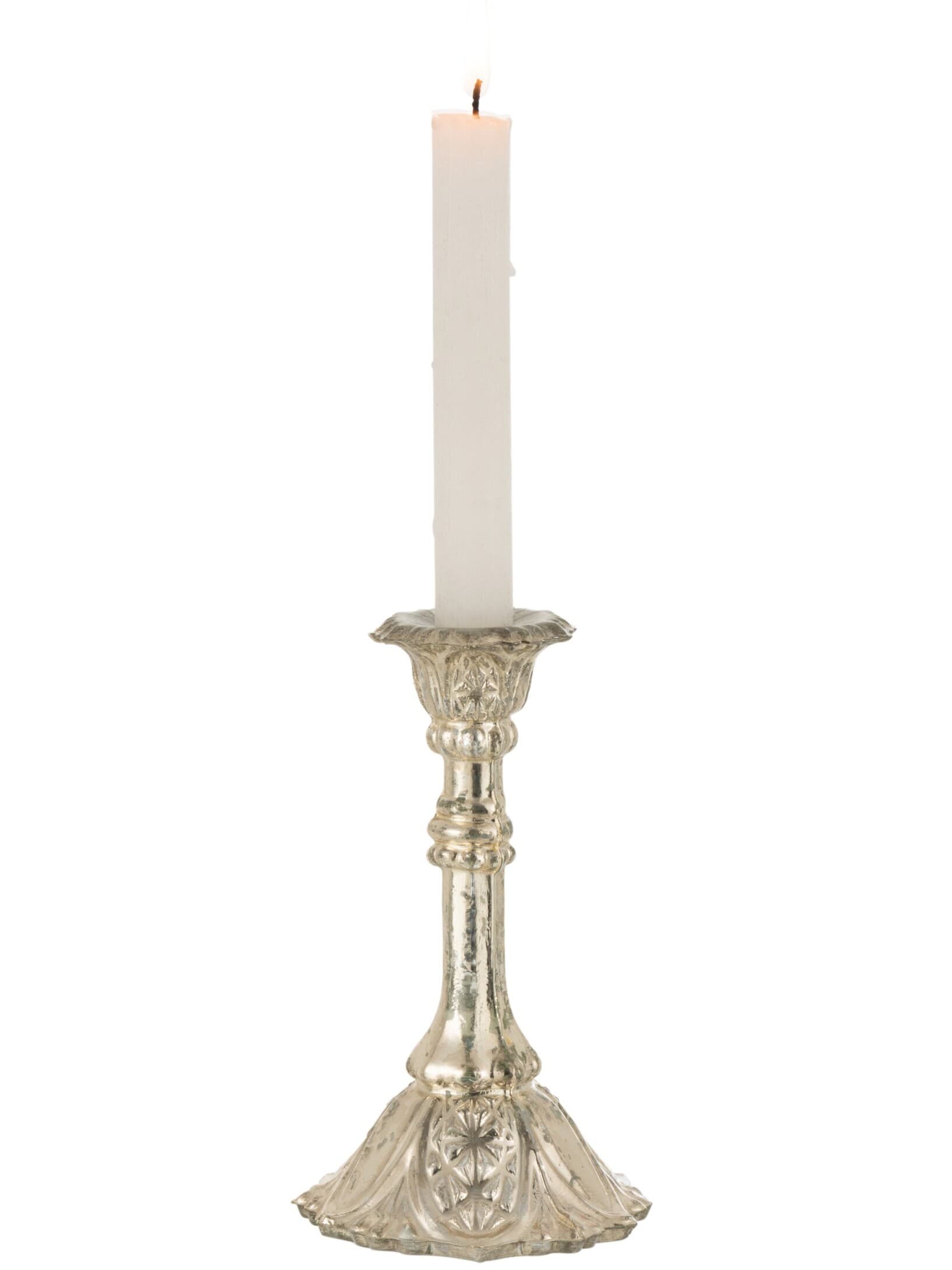 Bougeoir en verre argent