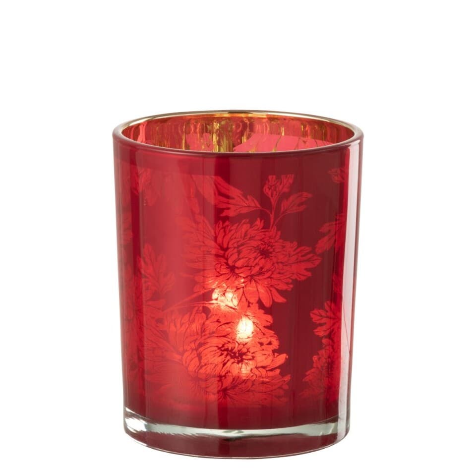 photophore rouge décor floral