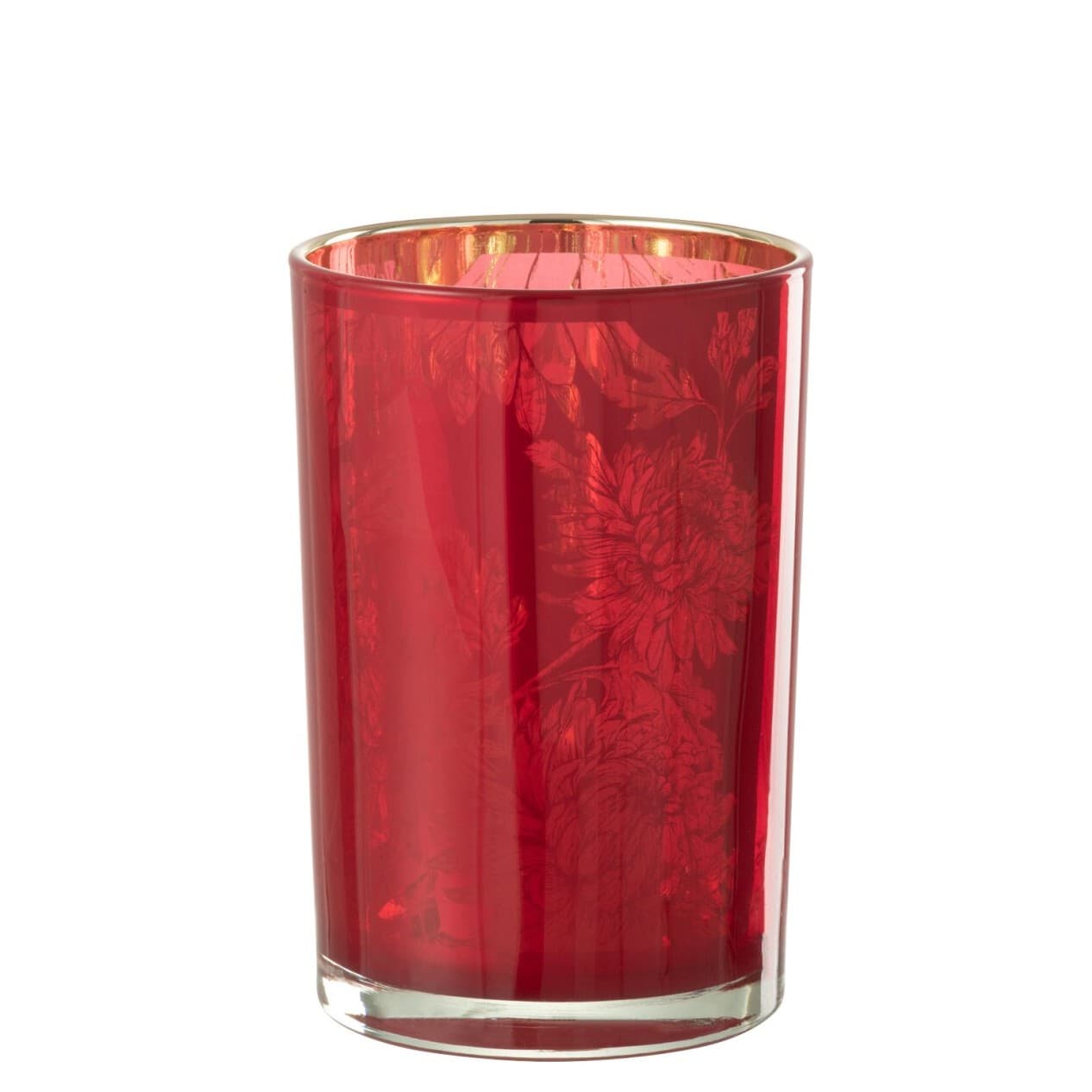 photophore rouge décor floral