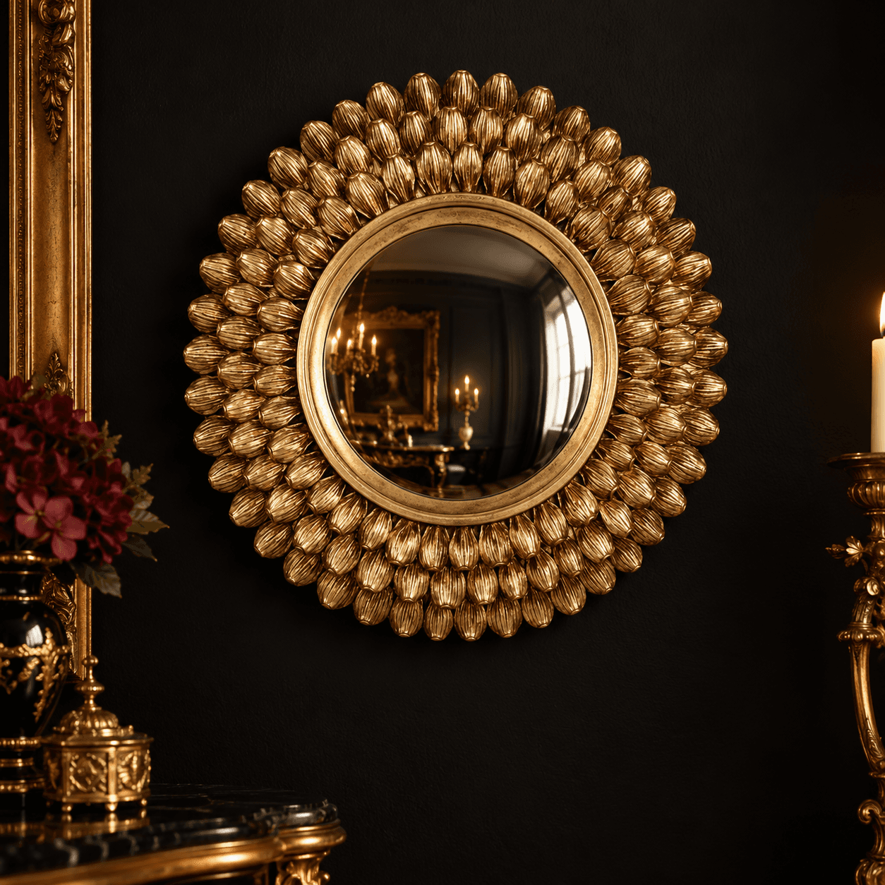 Miroir convexe floral